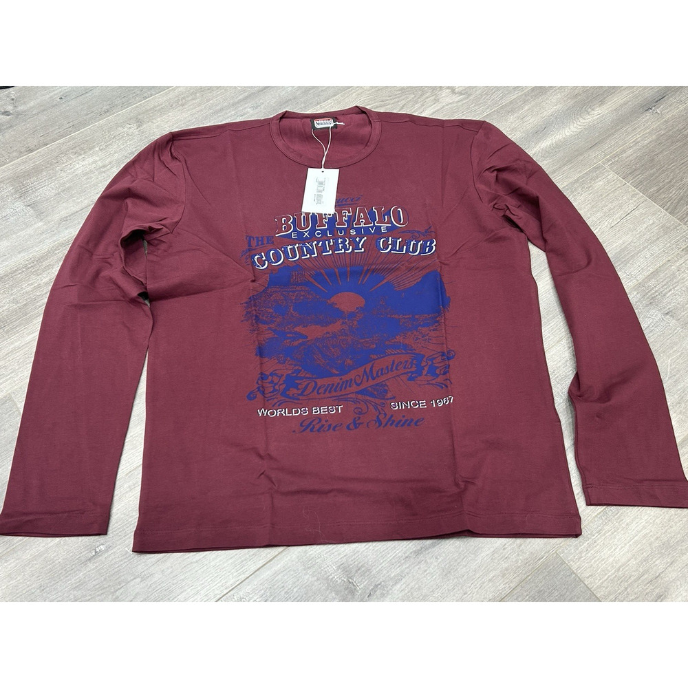 NWT Fiorucci Buffalo Exclusive Country Club‎ Tee Long Sleeve Burgundy Size XXXL